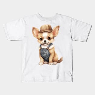 Farmer Chihuahua Dog Kids T-Shirt